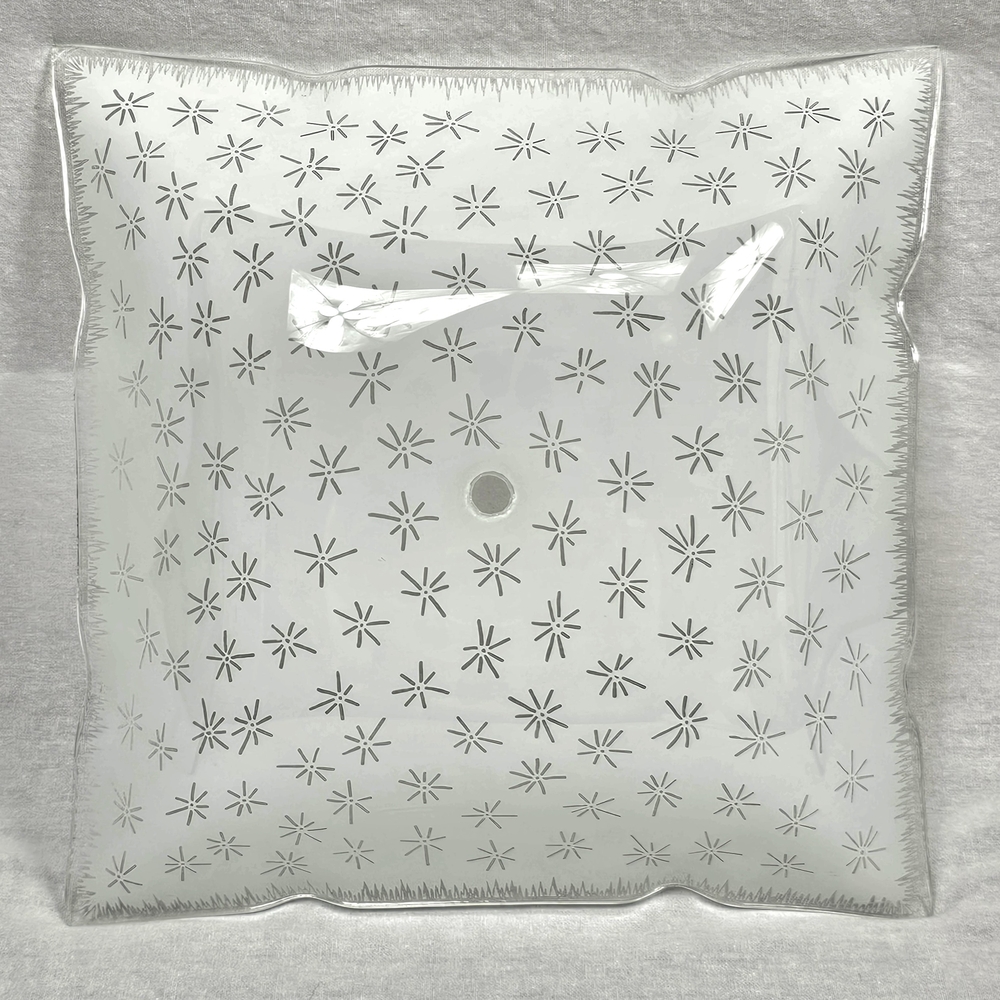 Vintage Mid Century Glass Atomic Star Snowflake Flush Mount Ceiling Light Shade